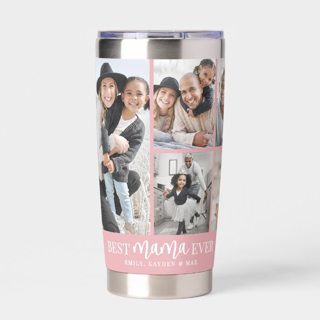 Botella Aislada Best Mama Pink Photo Collage (Frente)