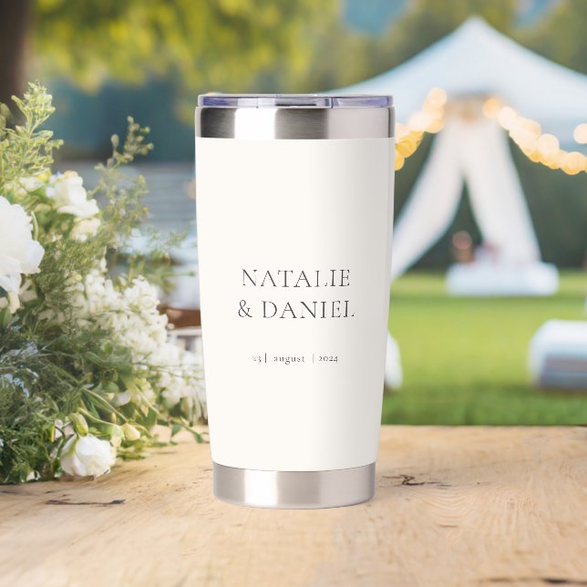 Botella Aislada Boda de marfil y carbón suave clásico (Boda (girado))
