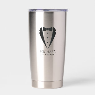 Botella Aislada Boda negro Tuxedo Suit Groomsmen personalizado