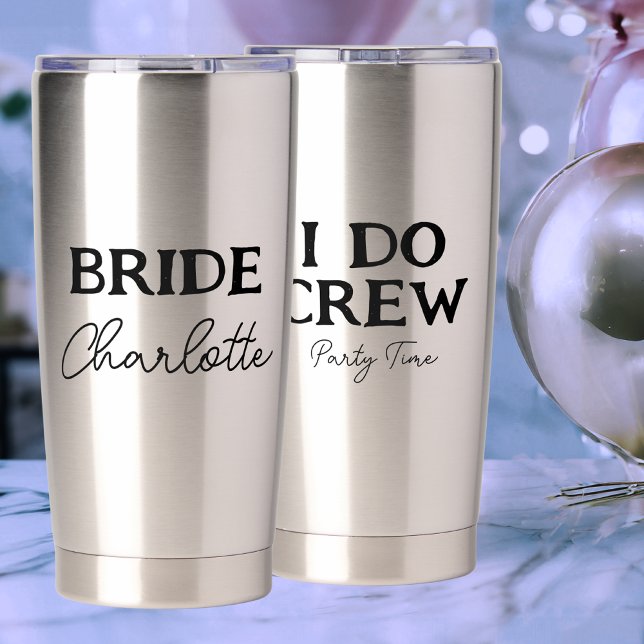 Botella Aislada Bride Bachelorette Party I Do Crew Acero Inoxidabl (Front And Back)