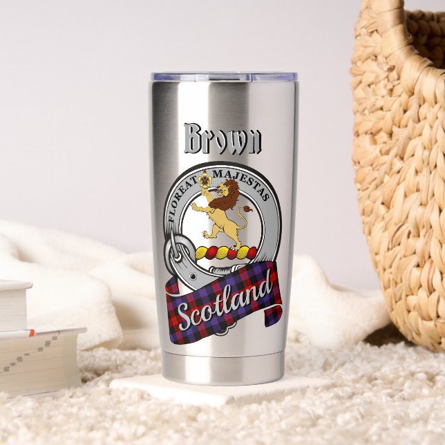 Botella Aislada Brown Clan Badge & Tartan (Sala de estar (girado))