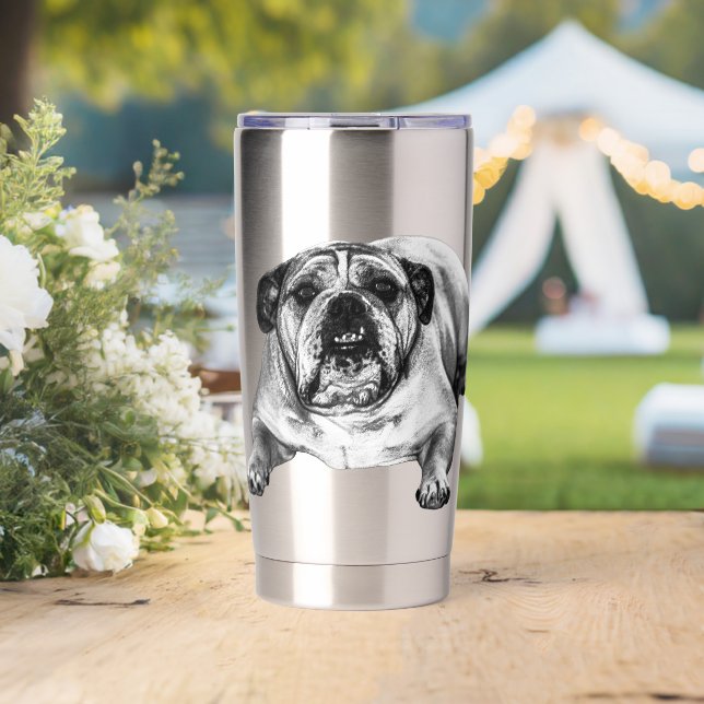 Botella Aislada Bulldog glow in festive light (Boda (girado))
