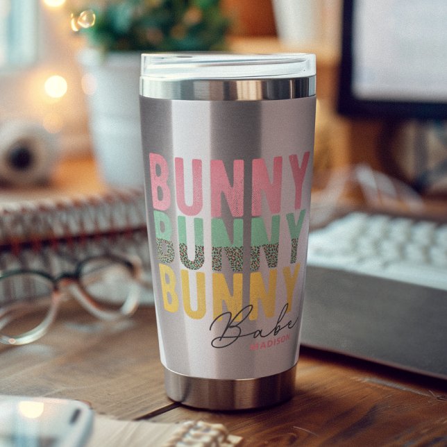 Botella Aislada Bunny Babe Cute Moderna Girly Easter Personalizada (Subido por el creador)