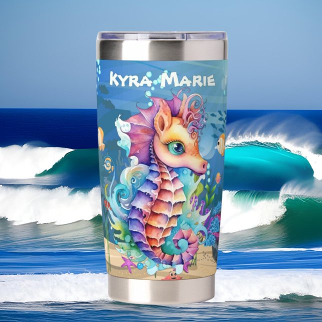 Botella Aislada Caballo de mar de playa de cute añadir nombre (Subido por el creador)