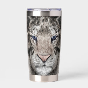 Botella Aislada Cabeza de Tigre Blanco Estética de Vida Silvestre