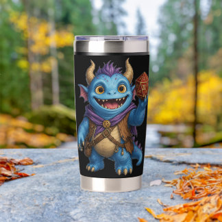Botella Aislada Camiseta de monstruo de fantasía lindo sosteniendo