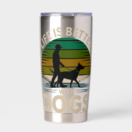Botella Aislada Camiseta Retro de Puesta de Sol 'La Vida es Mejor 