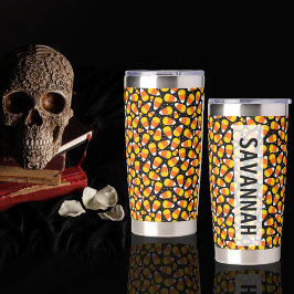 Botella Aislada Candy Corn Halloween Nombre personalizado Botella