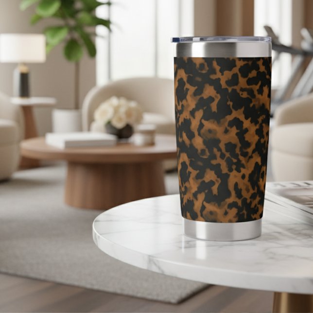 Botella Aislada Caparazón de Tortuga Marrón Moderno Elegante (Add a touch of charm to your phone with this Modern Brown Tortoise Shell Stylish Insulated Tumbler!)