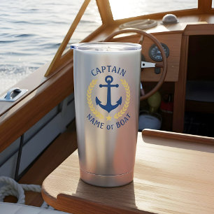 Botella Aislada Capitán Nombre Barco Anchor Estrella de Oro