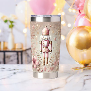 Botella Aislada Caprichoso Elegante Cascanueces Pastel Rosa y Dora