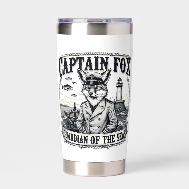 Botella Aislada Captain Fox Guardian of Seas Nautical Design (Frente)