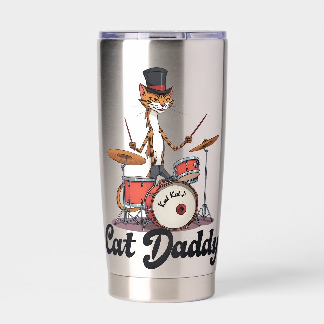 Botella Aislada Cat Daddy Musician Drummer | Tabby Cats Art Lover (Frente)