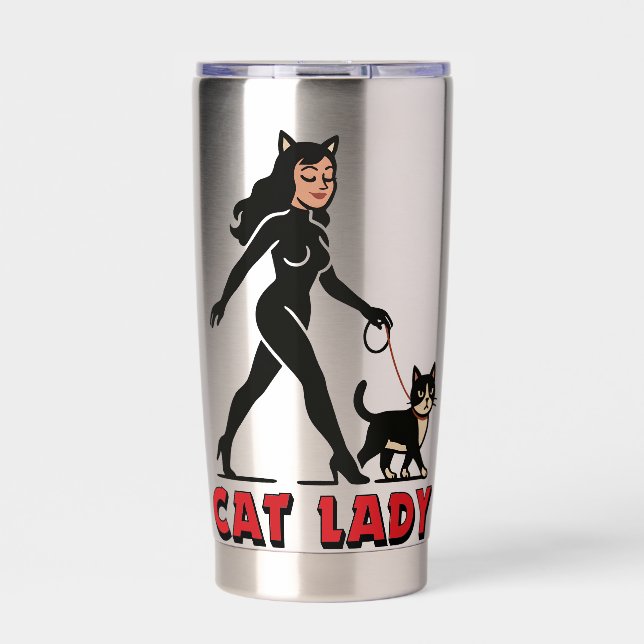 Botella Aislada Cat Lady - Tuxedo Cats Lover - Comic Art Graphic (Frente)
