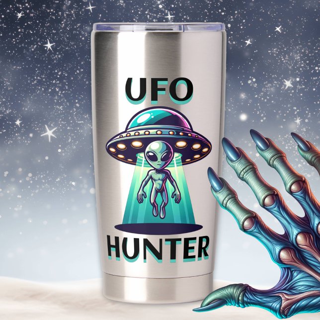 Botella Aislada Cazador de OVNI | Ai Art con OVNI y Alien (Subido por el creador)