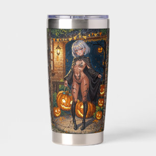 Botella Aislada Chica de Anime de Halloween Truco o Trato Pintura