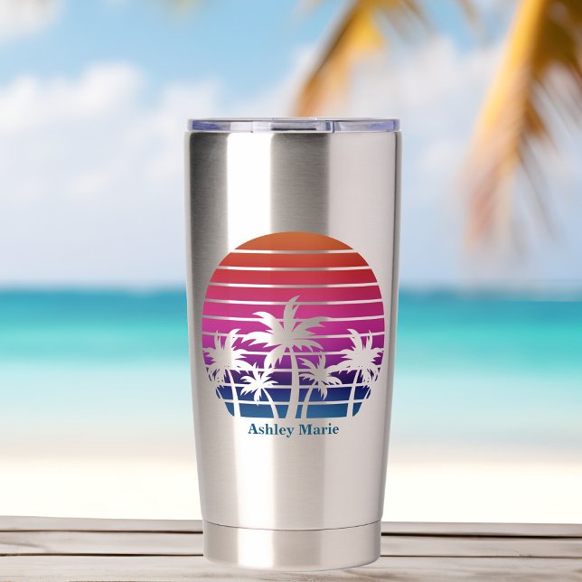 Botella Aislada Chica de playa personalizado Cute Palm Tree Tropic (Subido por el creador)
