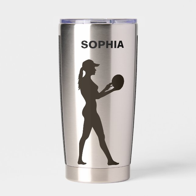 Botella Aislada Chica jugador de voleibol, Chica deportivo (Frente)