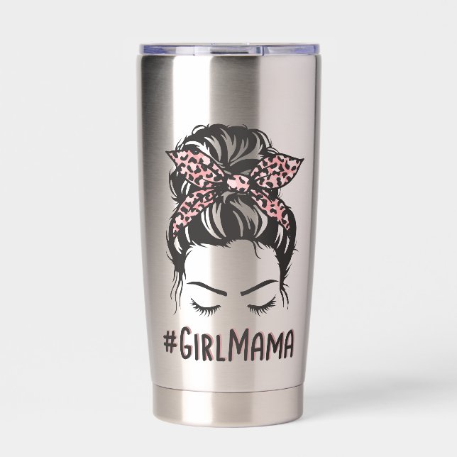 Botella Aislada Chica personalizada Mama Messy Bun Chica Regalos D (Frente)