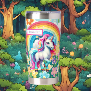 Botella Aislada Chicas cortos unicornio agregar nombre