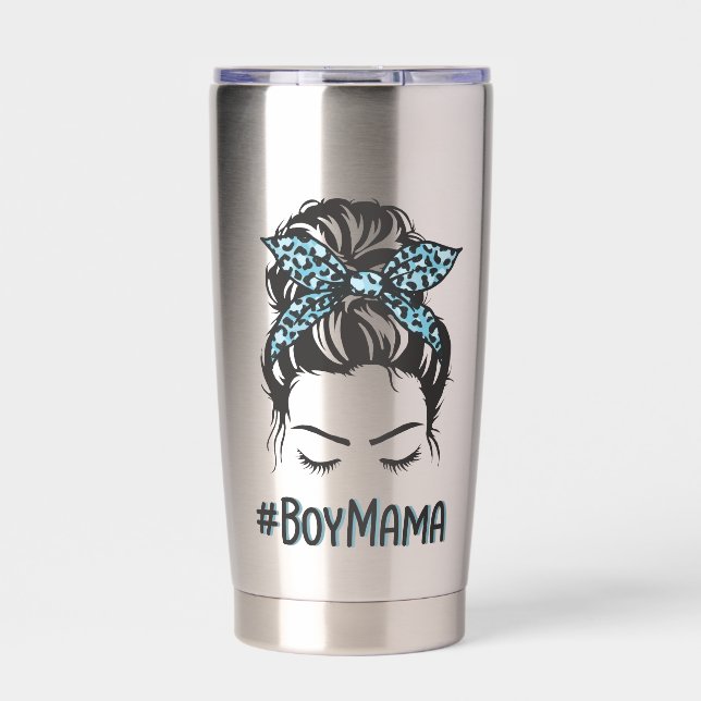 Botella Aislada Chico personalizado Mama Messy Bun Boy Regalos De  (Frente)