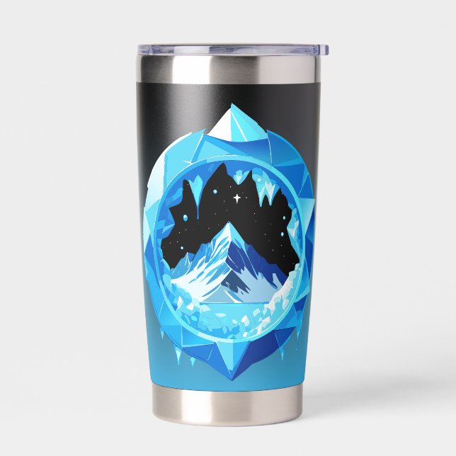 Botella Aislada Cielo Lleno De Estrella De Montaña De Nieve O Vist (Izquierdo)