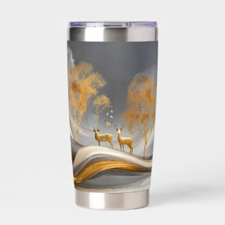 Botella Aislada ✨Ciervo dorado elegante Arte de lujo de la natural