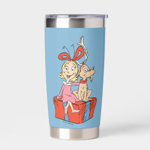 Botella Aislada Cindy Lou Who y Max en un regalo