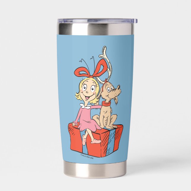 Botella Aislada Cindy Lou Who y Max en un regalo (Izquierdo)