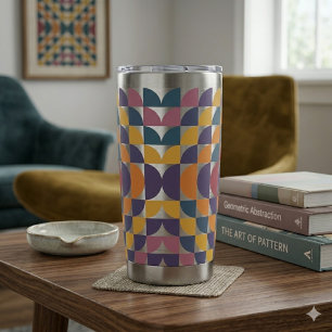 Botella Aislada Círculos Retro en Negrita Taza Térmica Mediados