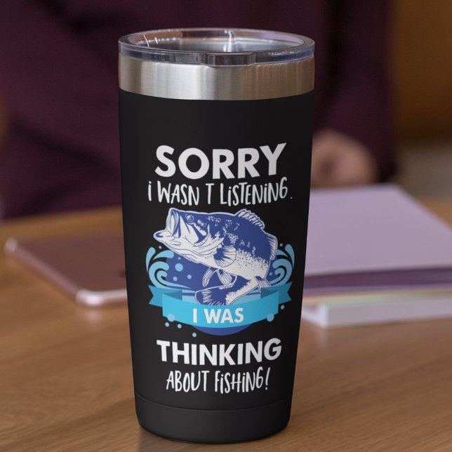 Botella Aislada Cita de pesca de bajo coste Hobby Sport Fisherman  (Funny fishing mug for anglers, cold or hot drinks. Fishing Gift Ideas.)