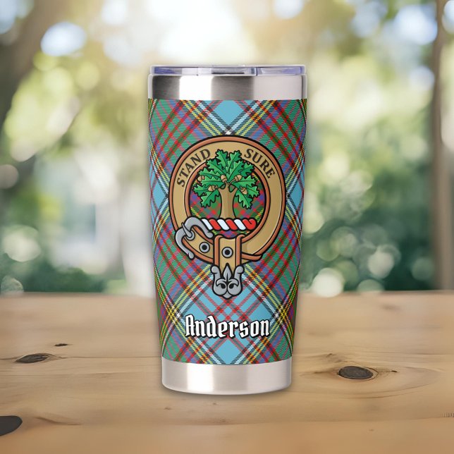 Botella Aislada Clan Anderson Escudo sobre Tartán (Subido por el creador)