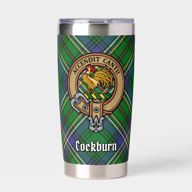 Botella Aislada Clan Cockburn Escudo sobre Tartán (Frente)