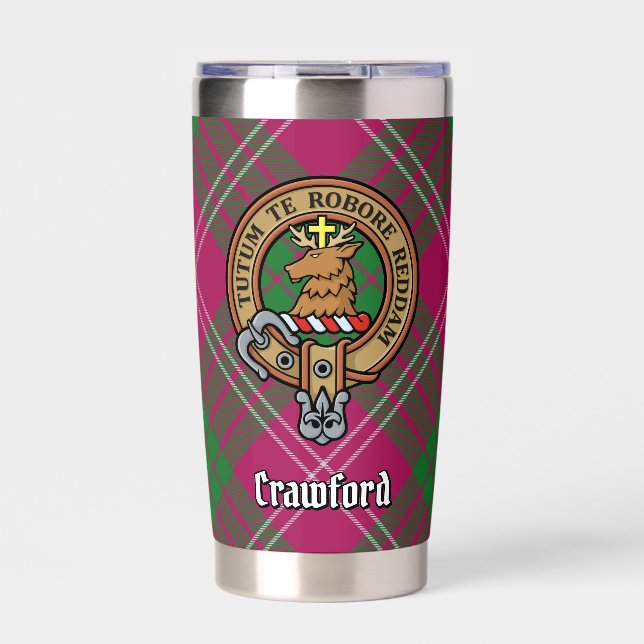 Botella Aislada Clan Crawford Escudo sobre Tartán (Frente)