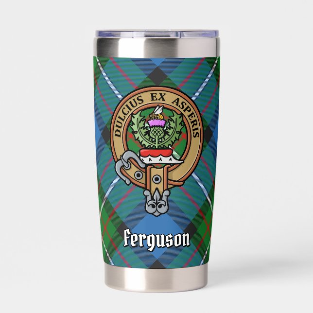 Botella Aislada Clan Ferguson Escudo sobre Tartán (Frente)