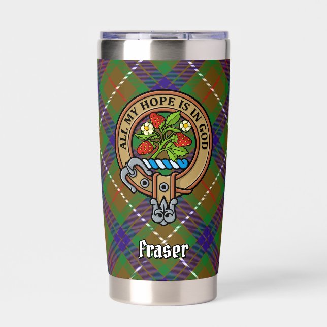 Botella Aislada Clan Fraser Escudo sobre la caza de tartán (Frente)