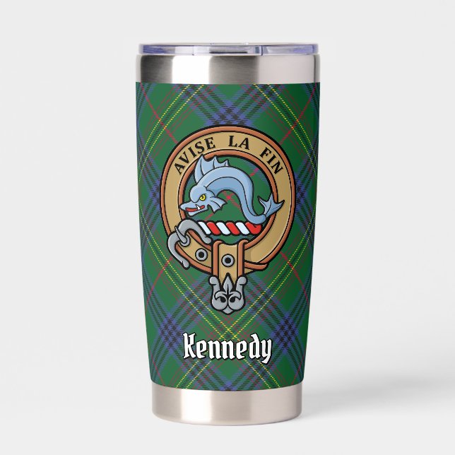 Botella Aislada Clan Kennedy Escudo sobre Tartán (Frente)