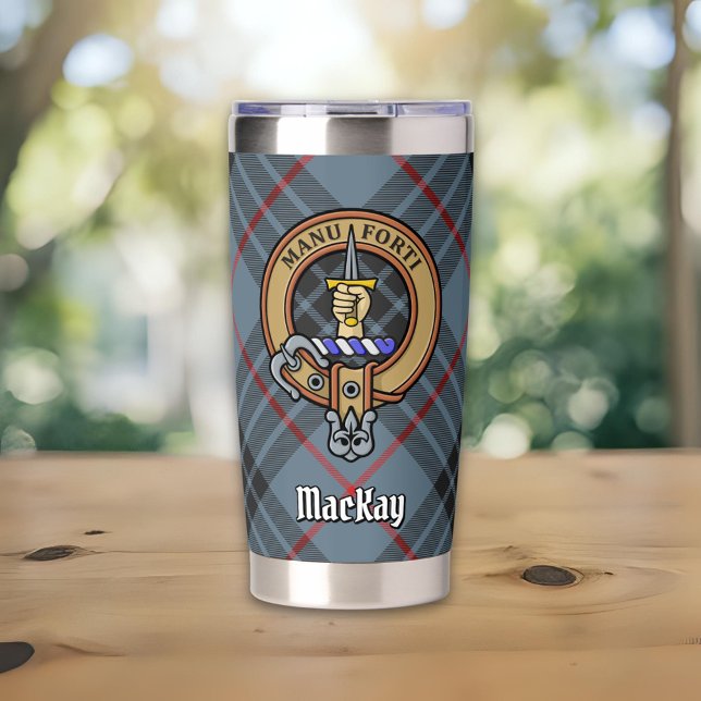 Botella Aislada Clan MacKay Escudo sobre Blue Tartán (Subido por el creador)