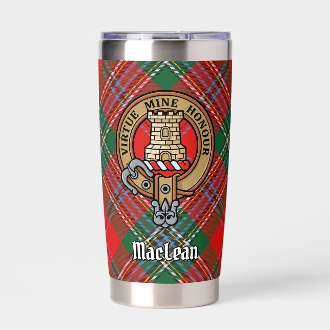 Botella Aislada Clan MacLean Escudo sobre Tartán (Frente)