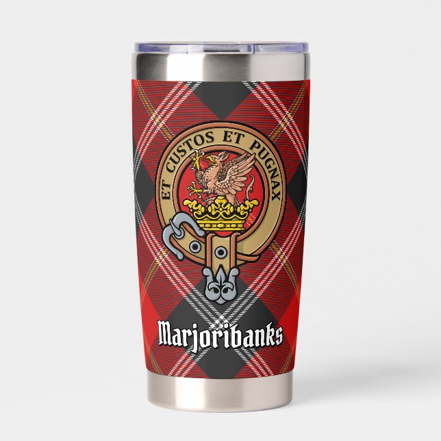 Botella Aislada Clan Marjoribanks Escudo sobre Tartán (Frente)