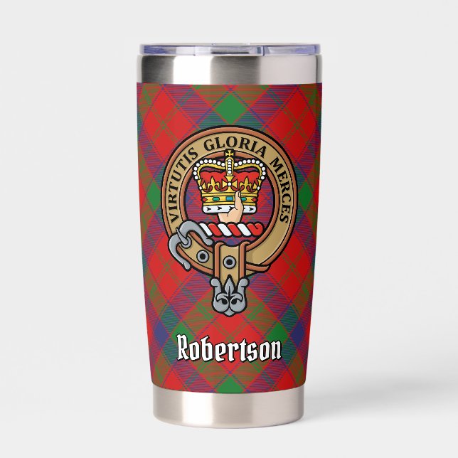 Botella Aislada Clan Robertson Escudo sobre Tartán (Frente)