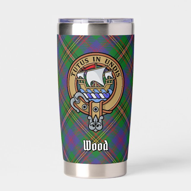 Botella Aislada Clan Wood Escudo sobre Tartán (Frente)