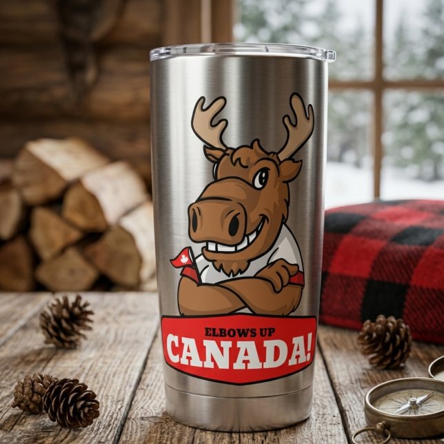 Botella Aislada ¡Codos Arriba Canadá! Taza térmica de alce con ban (Subido por el creador)