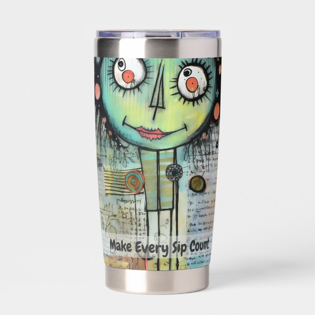 Botella Aislada Colage de arte lady 10 (Frente)