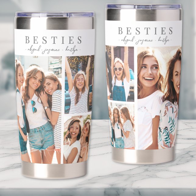 Botella Aislada Colage de Fotos de Mejores Amigos (Best Friends Photo Collage Insulated Tumbler)