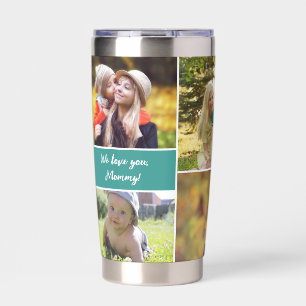 Botella Aislada Colage de Fotos Personalizado “Te Amamos Mami” Ver