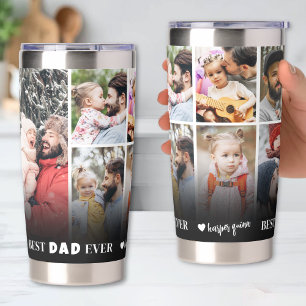 Botella Aislada Collage de 8 Fotos Personalizado Mejor Papá del Mu