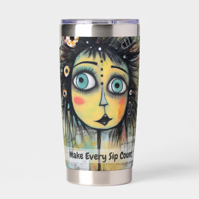 Botella Aislada Collage de arte lady 12 (Frente)