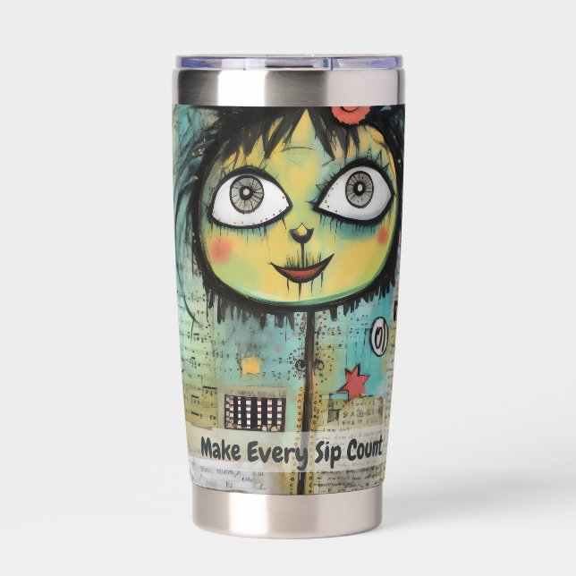 Botella Aislada Collage de arte lady 4 (Frente)