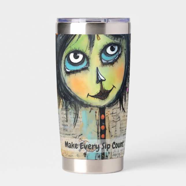 Botella Aislada Collage de arte lady 5 (Frente)